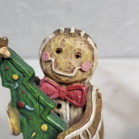 VINTAGE Sitting Gingerbread Man and Elf Dangle Leg Hanging Shelf Decorations - Picture 9 of 13